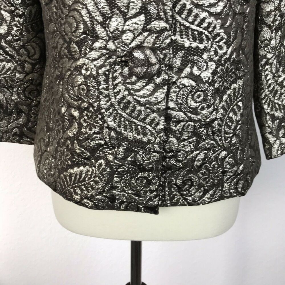 Banana Republic Jacket Women S Blazer Floral Metallic Brocade Silk Blend Evening - Picture 6 of 11